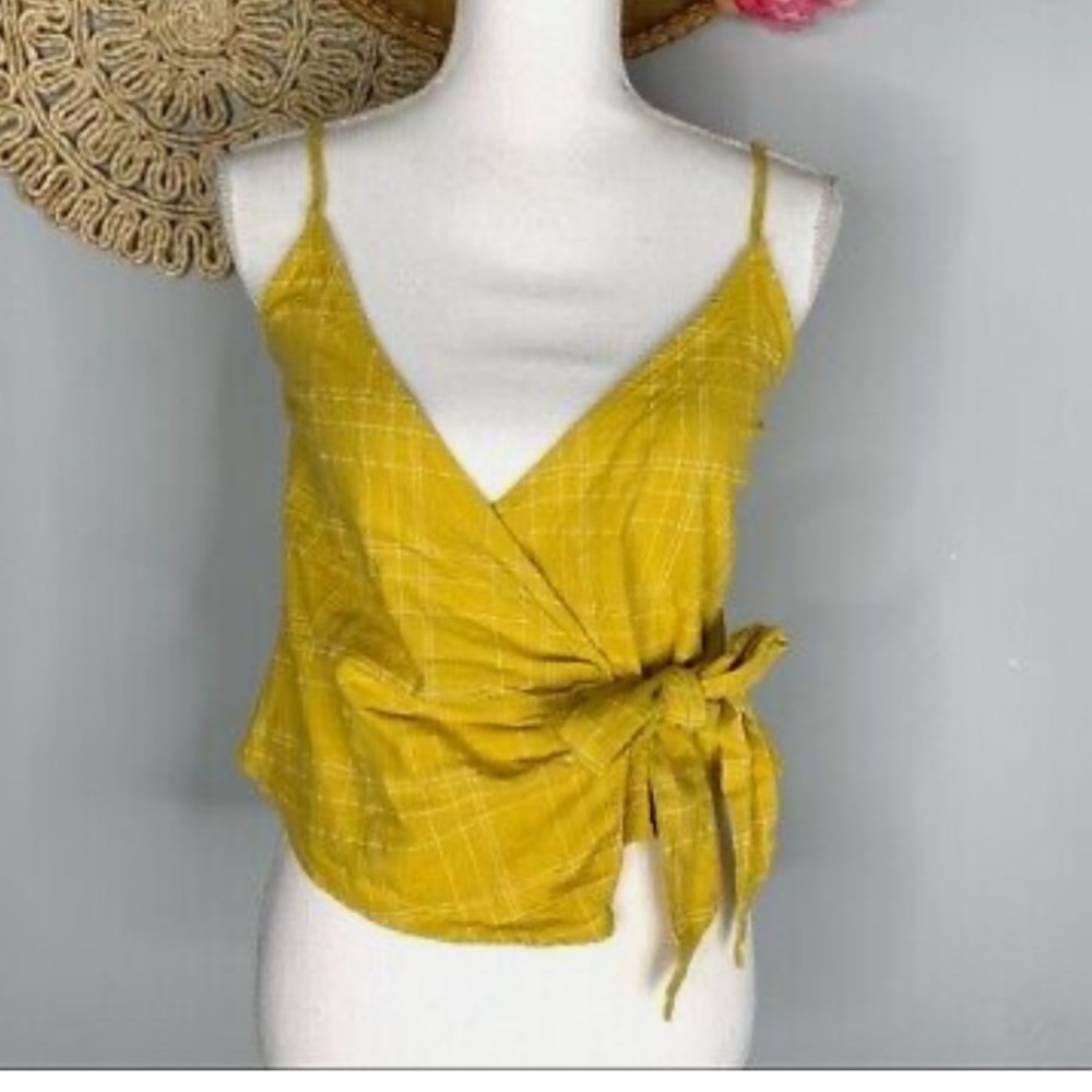 Plaid Spaghetti Strap Tie Blouse Size S